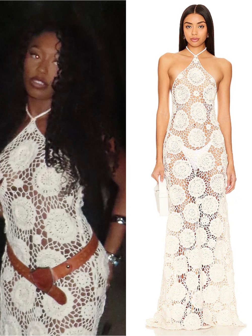 🆕 TULAROSA Thalassa Floral Crotchet Maxi Dress Coverup in White Sz XS